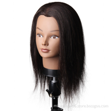 100% human hair mannequin head with natural hair for hairdresser